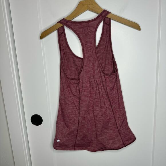Lululemon Essential Tank Top Pleated Back Heather Burgundy Size 4 - Picture 5 of 5